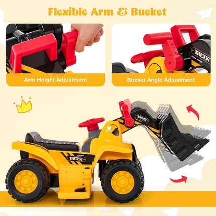 Costzon 2-in-1 Ride on Excavator Bulldozer & Ride on Push Car (6V)