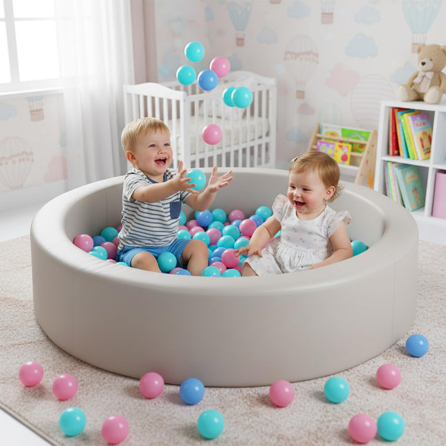 Costzon Round Foam Pool for Toddlers with 200 Ocean Balls and Soft Cushion