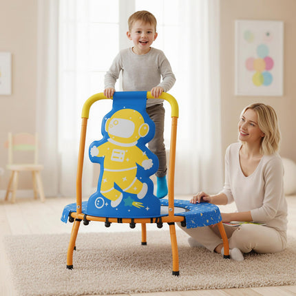 BABY JOY ASTM Certified Toddler Trampoline with Foam Padded Handle & Safety Padded Cover