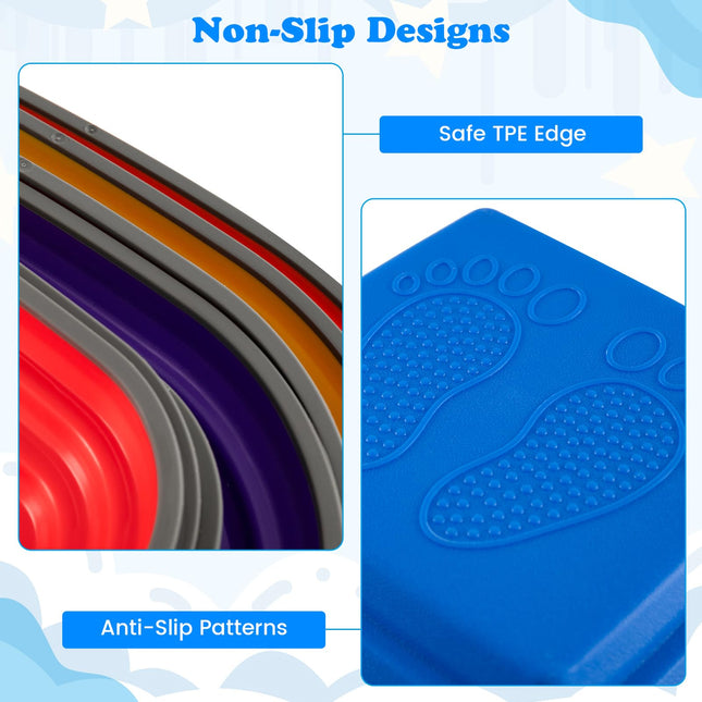 Costzon 6 Pcs Kids Stepping Stone, Non-Slip Toddler Balance Stones, Balance Blocks for Indoor/Outdoor Exercise