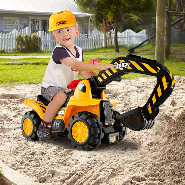 Costzon Ride On Excavator Kids Excavator Digger Bulldozer W/Safety Helmet