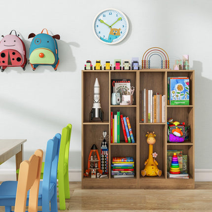 Costzon 5-Section Bookcase for Kids, 41” Tall Wooden Toy Storage Organizer for Books Toys