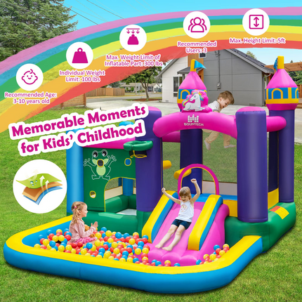BOUNTECH Inflatable Bounce House, 6-in-1 Giant Indoor Outdoor Party Bouncy Castle for Kids Family Fun w/Large Ball Pit