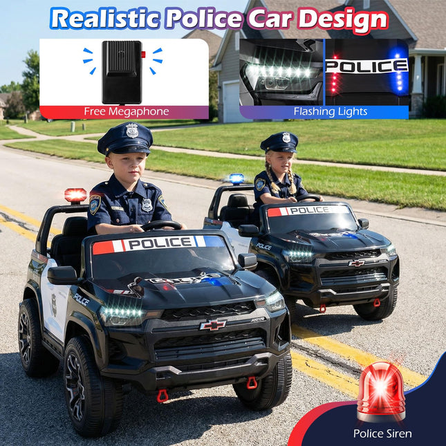 Costzon 2-Seater Ride on Police Car 24V 4WD Licensed Chevrolet Kids Electric Vehicle