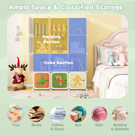 Costzon Kids Closet, Cartoon DIY Modular Dresser Storage Organizer