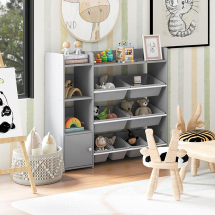 Costzon Kids Toy Storage Organizer, 4-Tier Kids Bookshelf with 8 Toy Organizer Bins