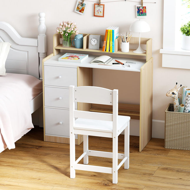 Costzon Kids Wooden Study Writing Table Set