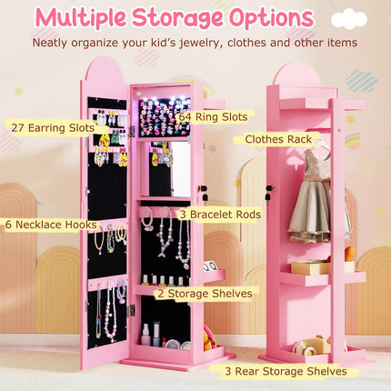 Costzon Kids Lockable Standing Jewelry Organizer