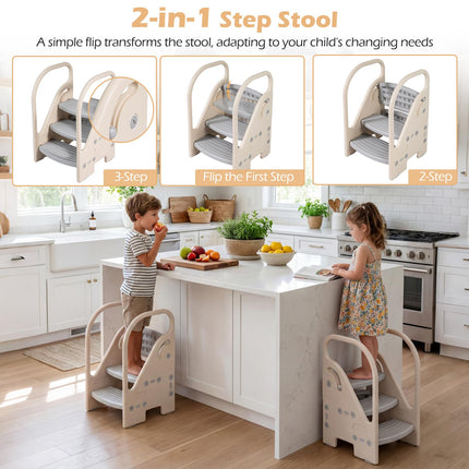 Costzon Toddler Step Stool for Bathroom Sink Adjustable 3-Step Helper Stool