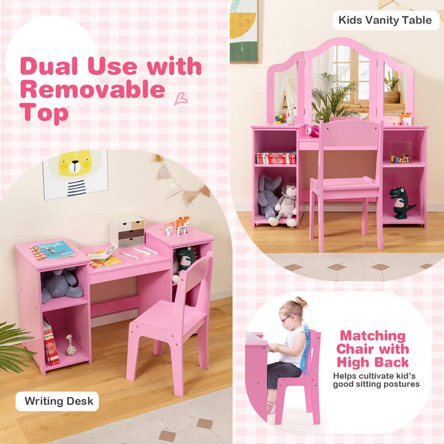 2 in 1 Princess Makeup Dressing Table - Costzon