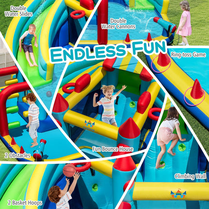 Costzon Inflatable Double Water Slide Bounce House