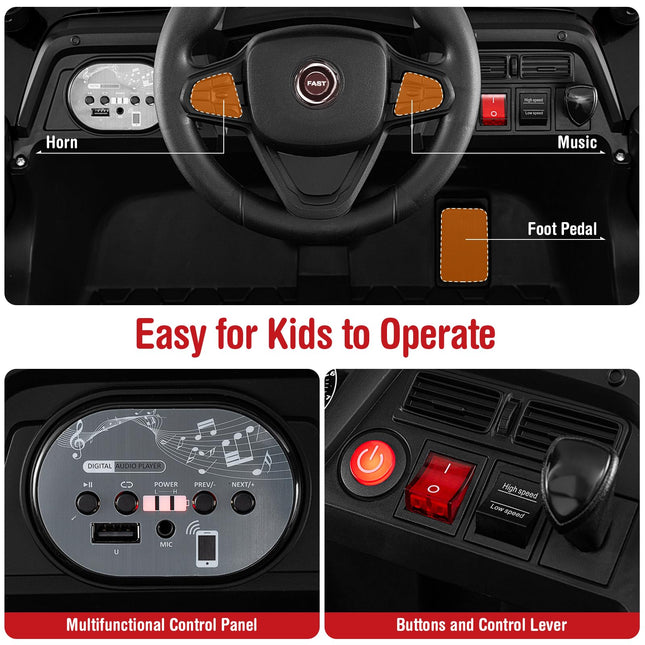 Costzon Kids UTV, 12V Battery Powered Electric Off-Road Car w/Remote Control, Sounds, Wireless Connection
