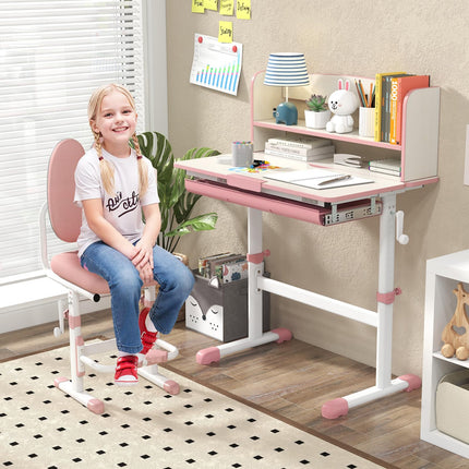 Costzon Kids Desk and Chair Set, School Study Table and Chair Set, Student Computer Workstation