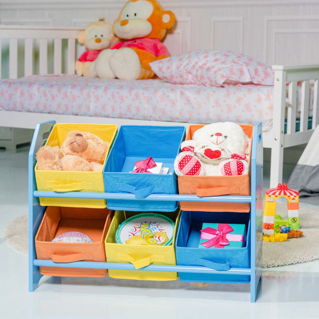 Costzon Kids Toy Organizer with 6 Multi Color Storage Bins