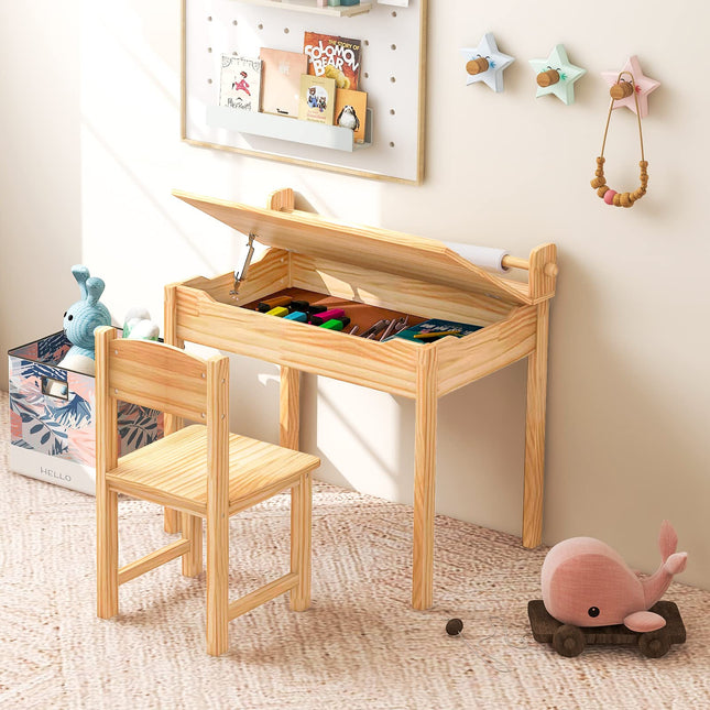 Flip Top Kids Art Craft Table - Costzon