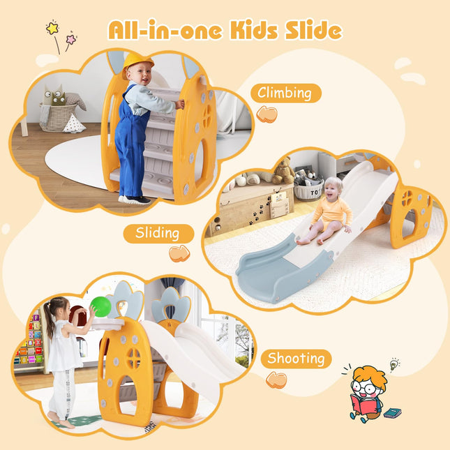 BABY JOY Toddler Slide, 3 in 1 Freestanding Foldable Kids Slide with Climber