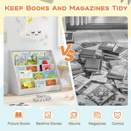 Costzon 5-Tier Kids Bookshelf, Wooden Children Bookcase, Toddler Book Rack for Kids Room, Living Room, Nursery, Classroom