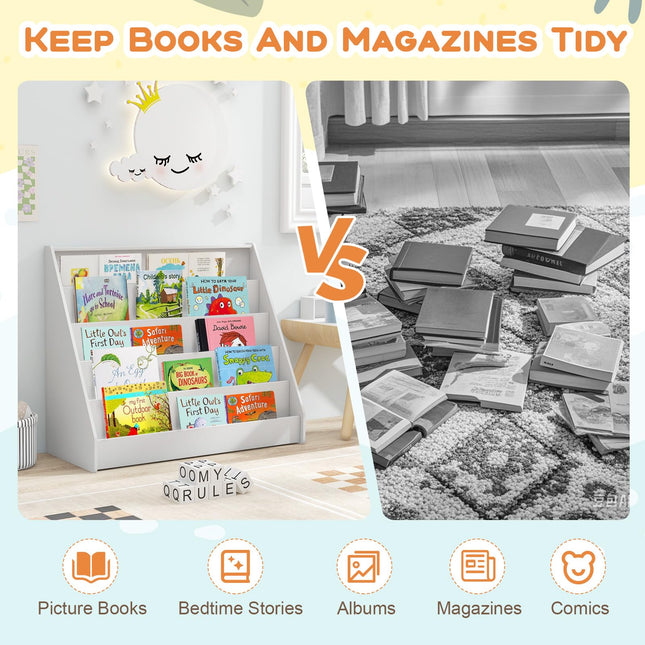Costzon 5-Tier Kids Bookshelf, Wooden Children Bookcase, Toddler Book Rack for Kids Room, Living Room, Nursery, Classroom