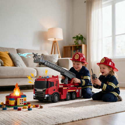 Costzon Licensed Scania Large Fire Truck Toy with 360° Extendable Ladder(Fire Truck)