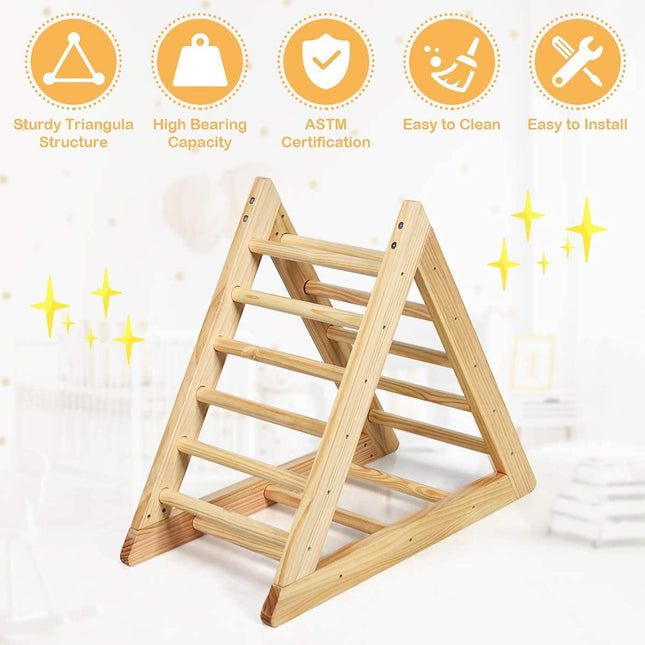 Costzon Kids Climbing Triangle Ladder, Wooden Triangle Climber with Climbing Ladder for Toddlers