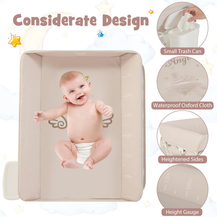 BABY JOY Portable Baby Changing Table, Foldable Diaper Changing Station with Wheels