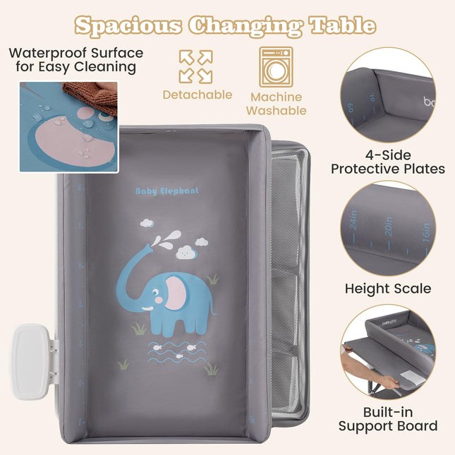 BABY JOY Portable Baby Changing Table, Foldable Waterproof Diaper Changing Station w/Wheels