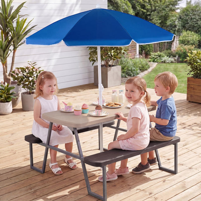Costzon Kids Picnic Table HDPE Tabletop Metal Frame