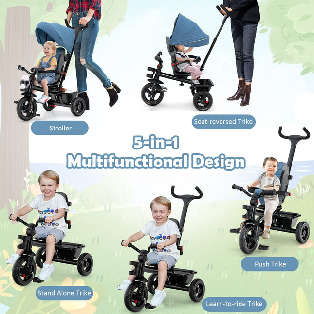 Costzon 5 in 1 Toddler Bike W/Removable Push Handle Reversible Seat