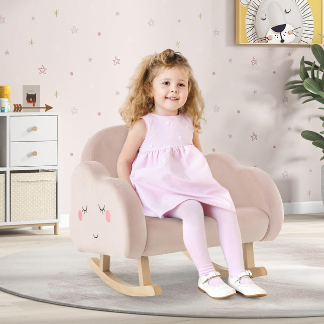Costzon Kids Sofa, Rocking Chair with Solid Wood Frames, Toddler Furniture Armchair