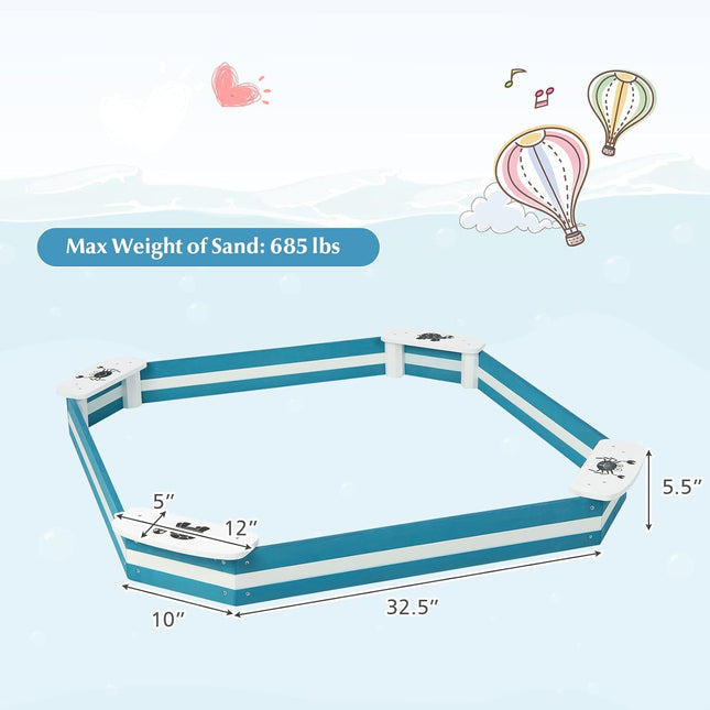 Costzon Sandbox, 49.5” x 49.5” Cedar Wood Sand Pit w/ 4 Built-in Corner Seating
