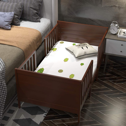 Costzon Toddler Bed Frame, 2 in 1 Convertible Wood Kids Bed w/Double Side Safety Guardrails