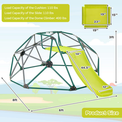 Costzon Climbing Dome, 2 in 1 Outdoor Jungle Gym Monkey Bar Climbing Toys, 8FT Geometric Dome Climber Playground Set