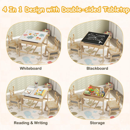 Costzon Kids Table and Chairs 4 in 1 Wooden Activity Desk Set (Alien Shape)