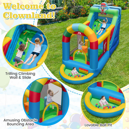 BOUNTECH Inflatable Bounce House, Clownland Bouncy House with Long Slide for Kids 3-6