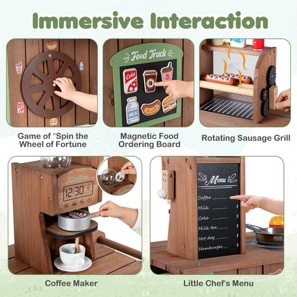Costzon Wooden Grocery Store Playset | Pretend Play Market Stand Food Cart