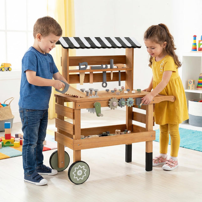 Costzon Kids 2-in-1 Wooden Kids Workbench w/Play Tools Set