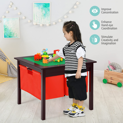 Costzon Kids Table, Children Wooden Activity Table w/Storage Drawers, 2 in 1 Building Block Tabletop