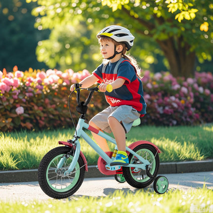 BABY JOY Kids Bike, 12 Inch Sport Style Children's Bicycle with Vivid Color, Training Wheels