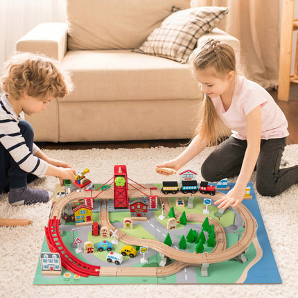 Costzon Train Table 3-in-1 Wooden Activity Table W/ 3 Storage Bins