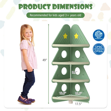 Costzon Christmas Tree Bookshelf for Kids Toddler Montessori Corner Bookcase