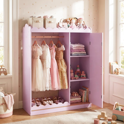 Costzon Kids Dress Up Storage with Mirror Toddler Wardrobe Closet