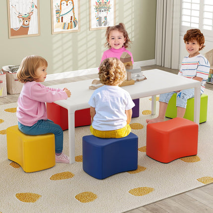 Costzon 6-Piece Modular Stool Set for Kids 10'' Waterproof Daycare Butterfly Foam Stools