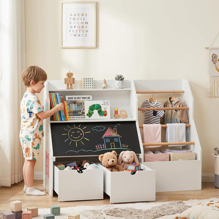 Costzon Toy Storage Organizer | Wooden Kids Bookshelf w/Flip-up Blackboard