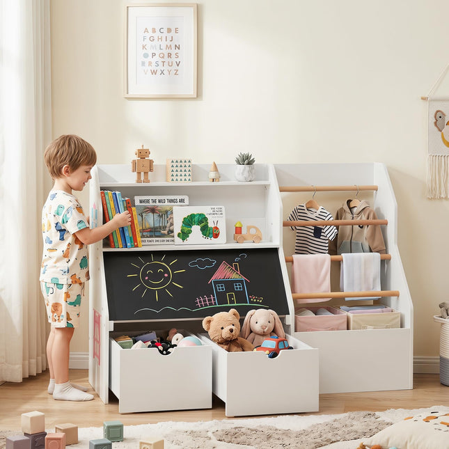 Costzon Toy Storage Organizer | Wooden Kids Bookshelf w/Flip-up Blackboard
