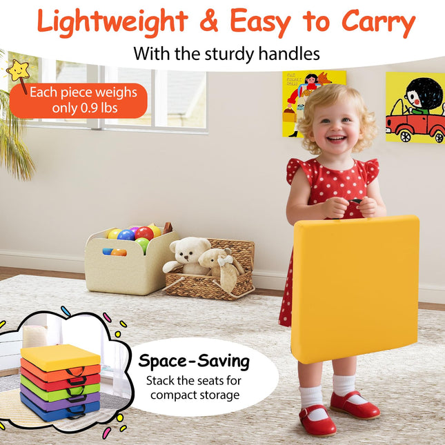 Costzon 6-Piece 16 inch Kids Floor Cushion 2.5" Thick Waterproof