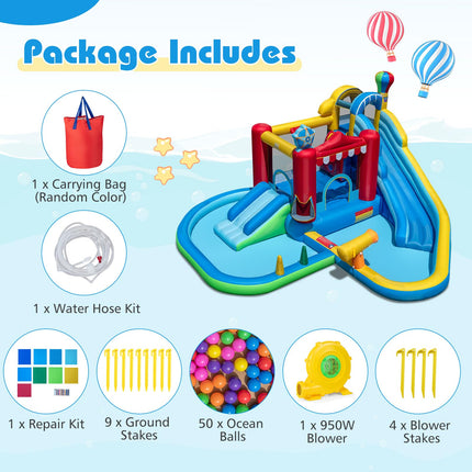 Costzon Inflatable 8-in-1 Amusement Park Water Park