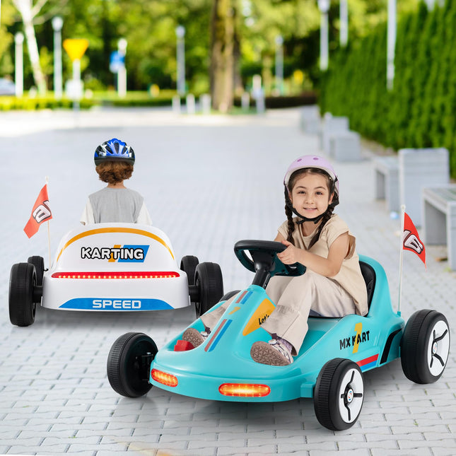 Costzon Kids Electric Go Kart, 12V 7AH Battery Powered Ride on Race Toy Car with Remote Control