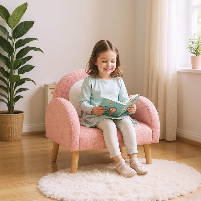 Costzon Kids Sofa | Children Pink Armchair with Solid Wood Frames