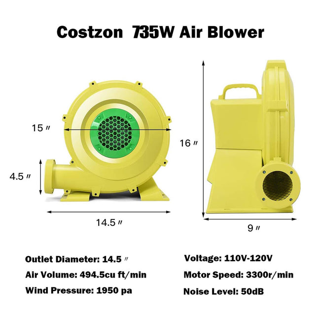 Costzon Air Blower Pump Fan Commercial Inflatable Bouncer Blower