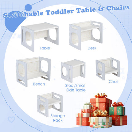 Costzon Versatile Kids Table and Chairs Montessori Weaning Table Set